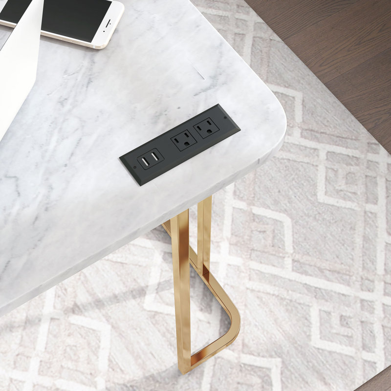 Bureau Anya avec prises intégrées, Blanc