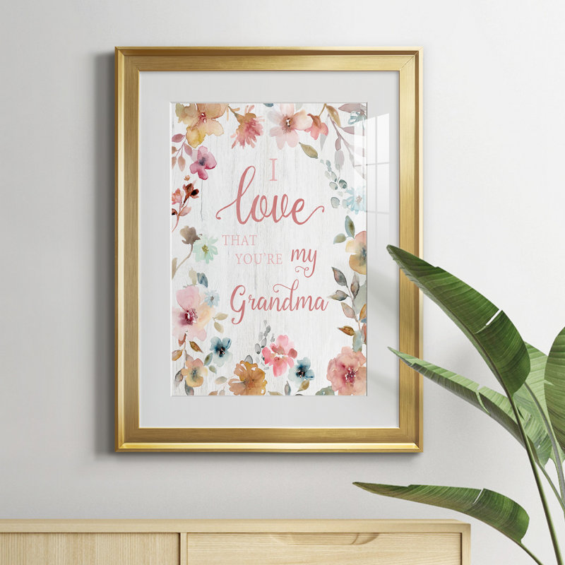 Love Grandma - Art textuel avec cadre photo, H 22,5 po x l 30,5 po x P 1,5 po, Or