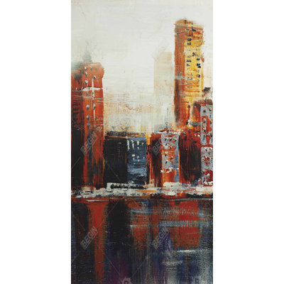 Abstract red cityscape - 15.75"x31.50" Desk mat