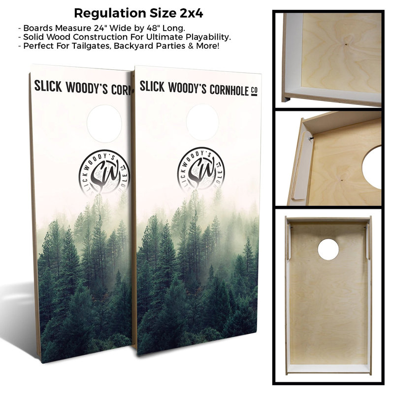 2' X 4' Foggy Forest Cornhole Board Set With Hole Lights