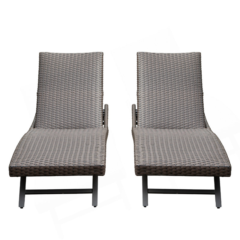 Chaise longue d'extérieur en osier 2 pièces