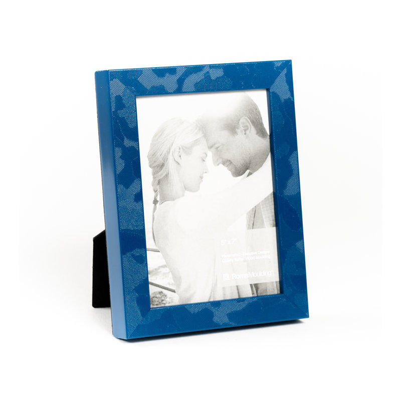 Cadre pour photo simple en bois embossé, 4 po x 6 po, Bleu