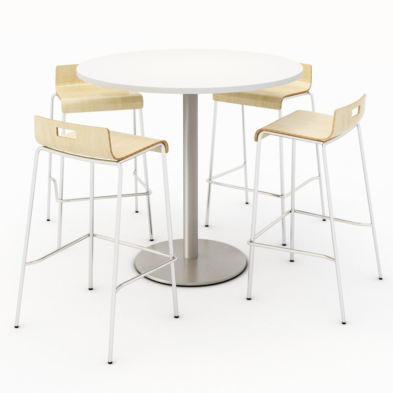36" L Round Breakroom Table and Chair Set, Natural, 41" H x 42" L x 42" W
