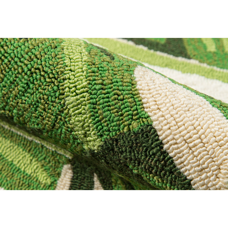 Tapis vert foncé à motif floral crocheté à la main Zaliki, Rectangle 2 pi x 3 pi