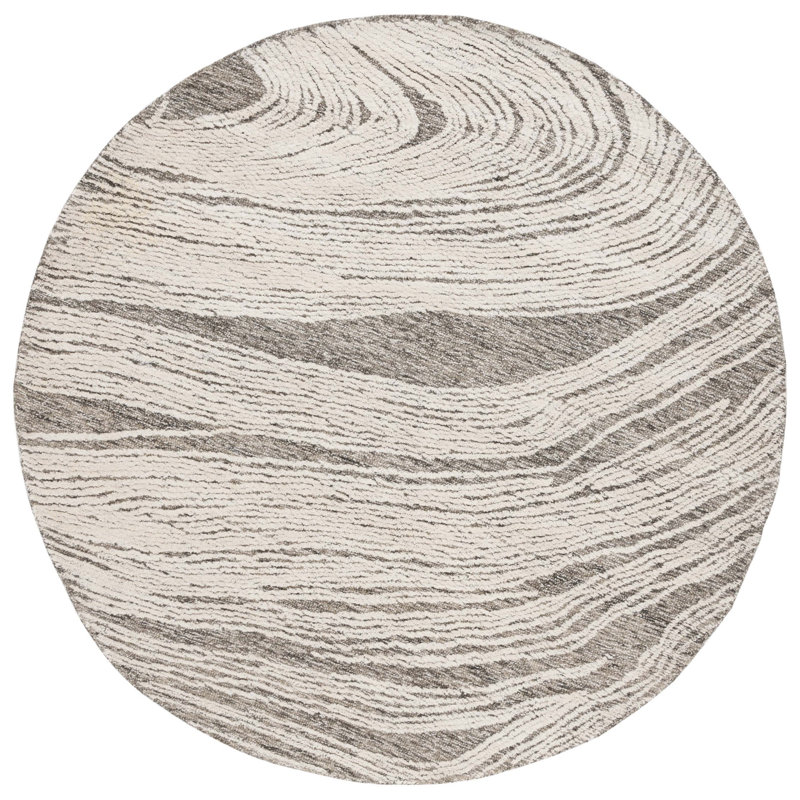 Bipin Hand Tufted Wool Abstract Rug, Round 6'