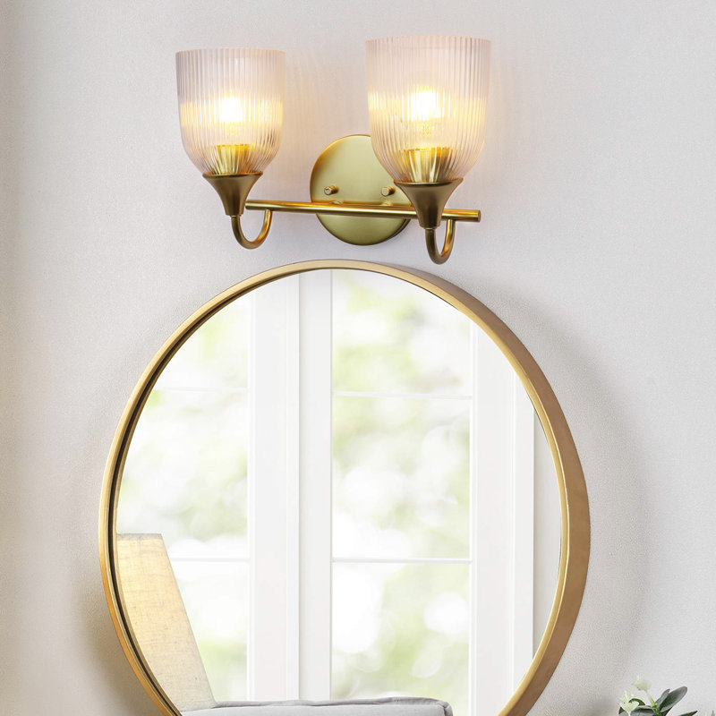 Miroir de salle de bain pour salle de bain, éclairage de meuble-lavabo moderne avec abat-jour en verre texturé, luminaires muraux pour salle de bain, base E26