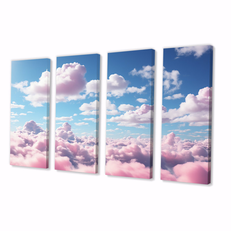«Sky Paradise Horizon I - Sky», art mural 4 pièces, H 28 po x l 48 po