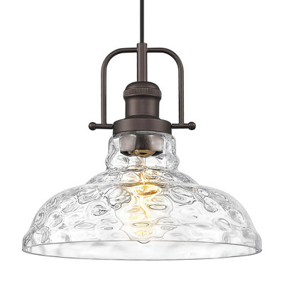 Water Ripple Glass Pendant Light, Modern Pendant Lighting for Kitchen Island, Adjustable Hanging Light Fixture, Farmhouse Island Lights for Kitchen, (Oil Rubbed Bronze)