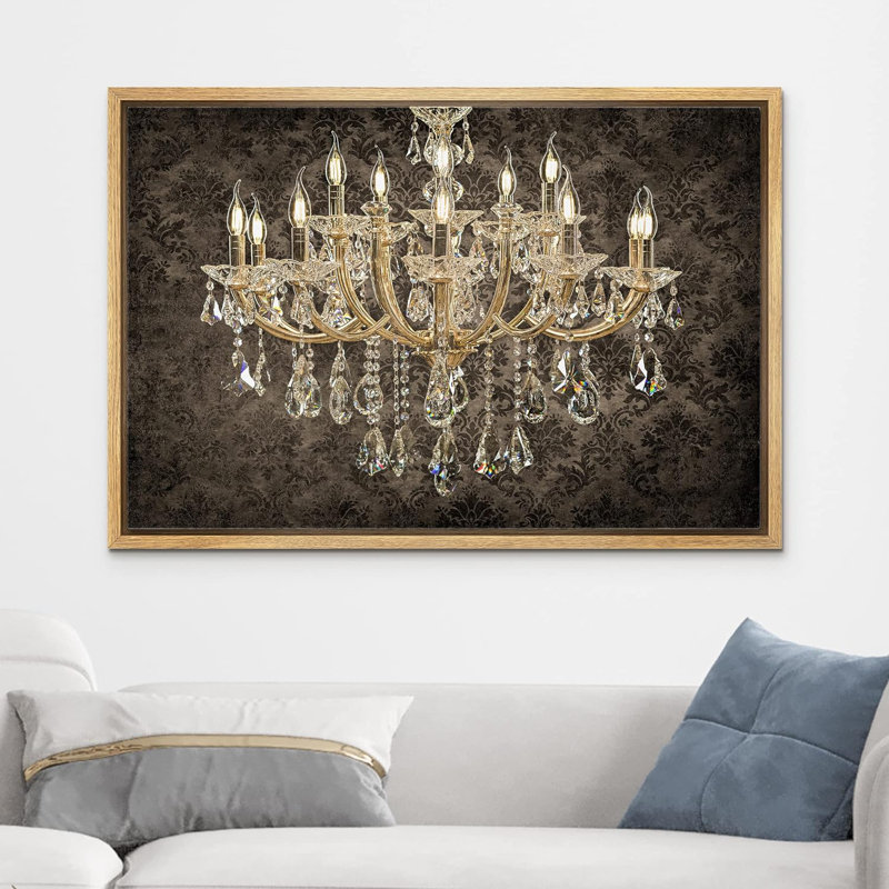 Impression sur toile sur toile de style lustre victorien de fantaisie noire élégante, H 24 po x l 36 po x P 1,5 po