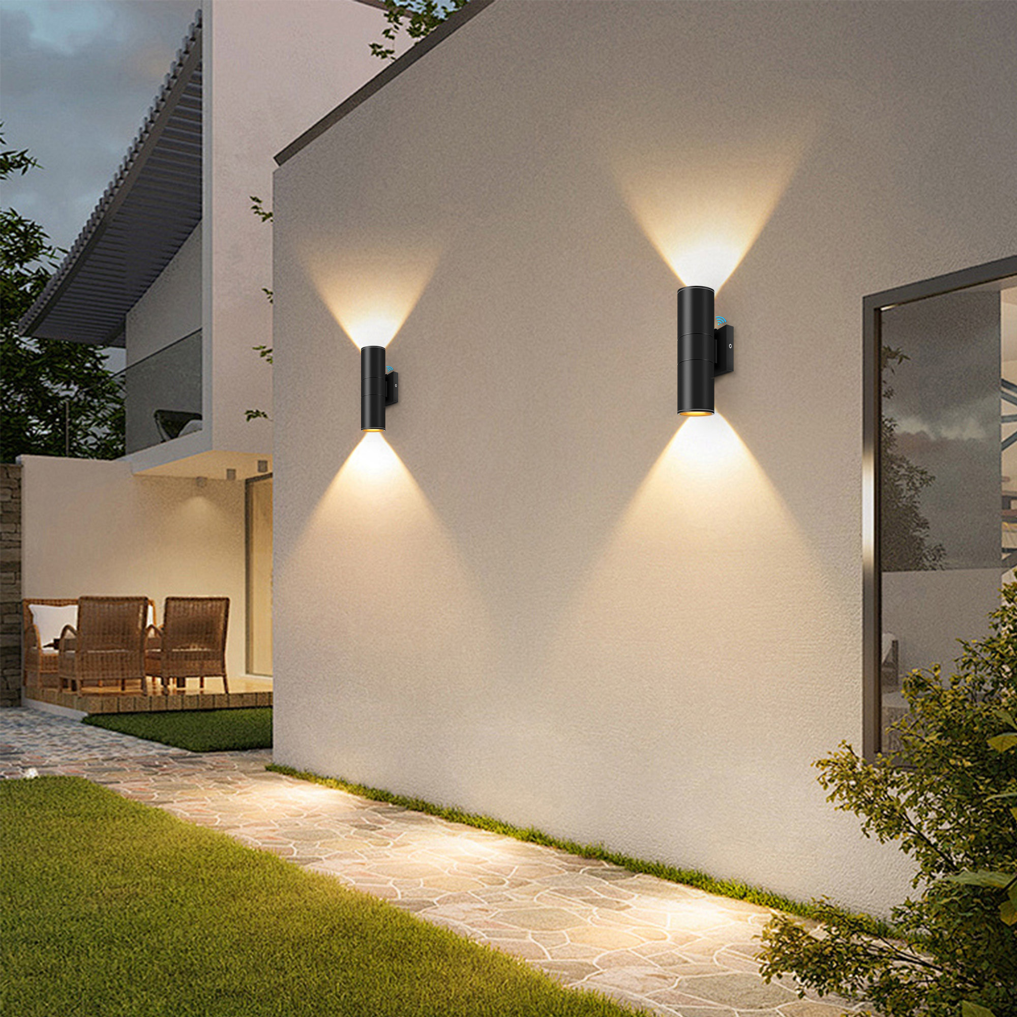 Outdoor Dusk-To-Dawn Sensor Wall Lights - 4-Pack IP65 Waterproof Aluminum Design (Set of 4)