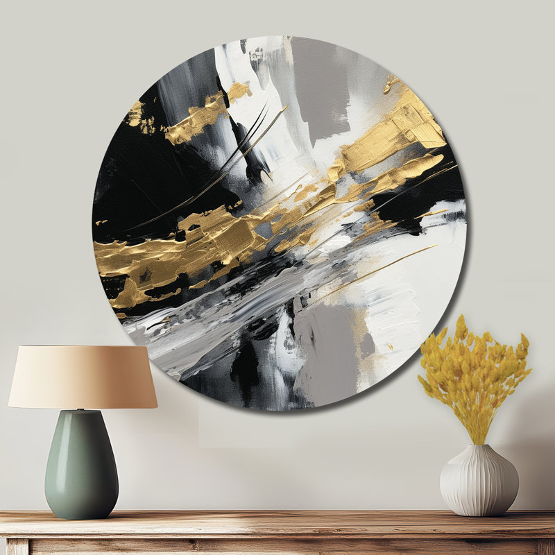 Weston - Art abstrait rond en métal, H 16 po x l 16 po