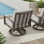 Chaises de patio d'extérieur en aluminium 2 pièces avec coussins gris clair Nettleton
