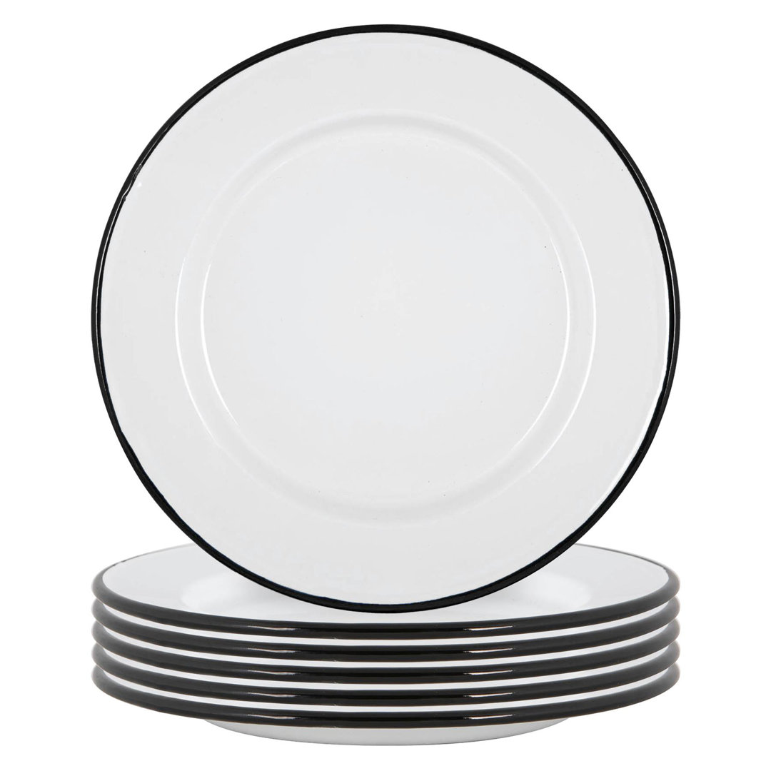 Argon Tableware - White Enamel Dinner Plates - 25.5cm - Set of 6