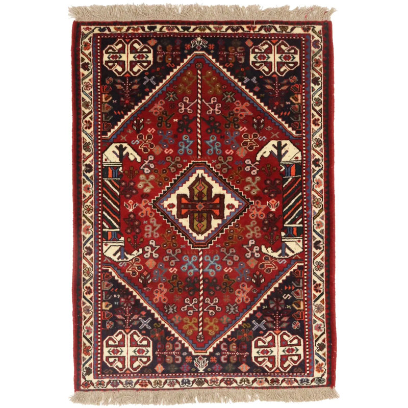 Tapis oriental en laine fait à la main 3 pi 5 po x 5 pi Tribal Farmhouse