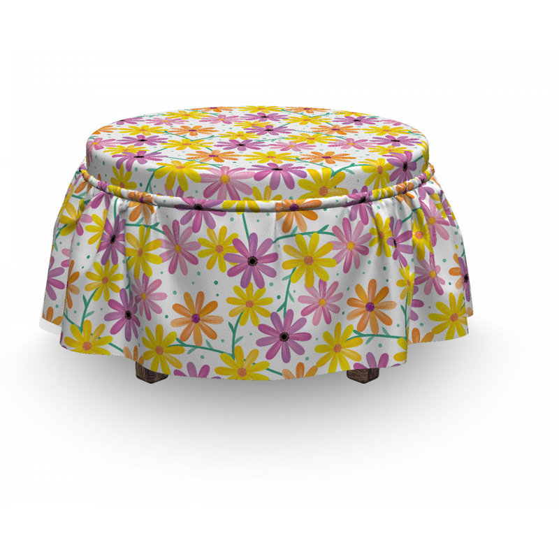 Housse pour repose-pieds gerbera marguerites