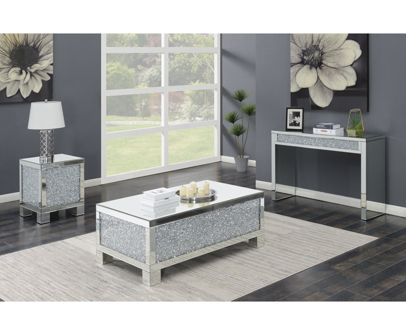 Gillian Square End Table Silver And Clear Mirror