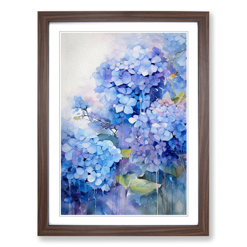 Hydrangea Action Painting Art - Framed Print, Walnut Framed, 46cm H x 34cm W x 2cm D