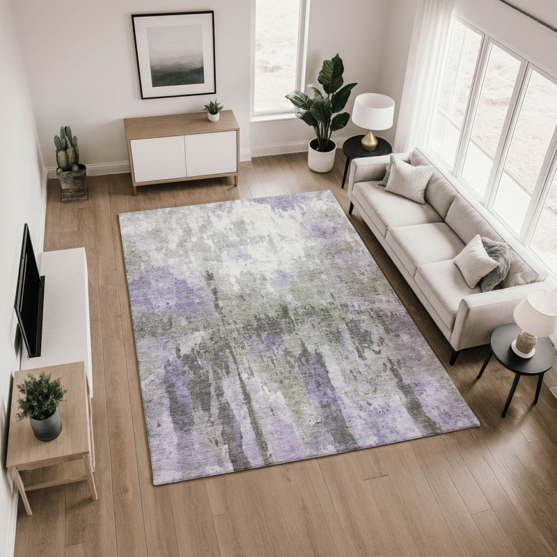 Premium Machine Washable Mayfield Abstract Rug, 9' x 12', Lavender