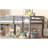 Full Rubber Wood Loft Bed with Ladder,Grey-866098143