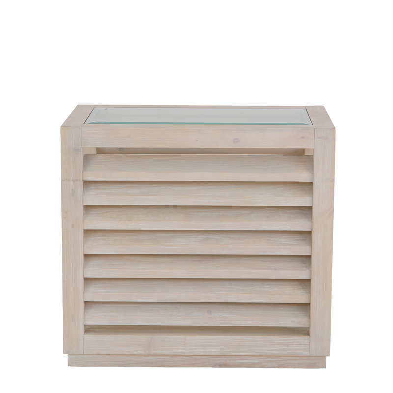 Glass End Table with Storage, Small