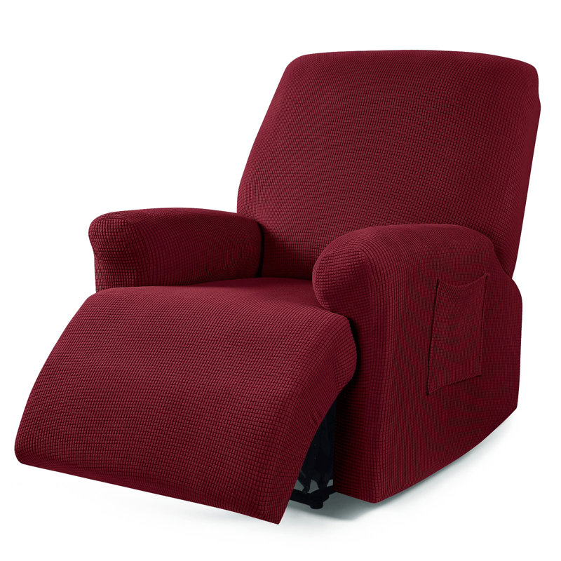 Housse pour fauteuil inclinable à coussins carrés/rectangulaires, Mélange de polyester rouge