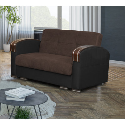 Bixie Twin 67'' Leather Convertible Sofa