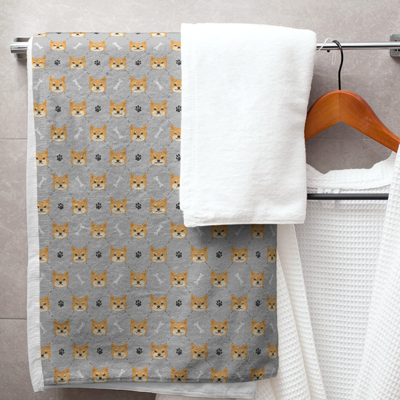 Serviette de bain Shiba Inu, gris