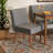 Frederickson Alvis Mid-Century Modern Grey Velvet Upholstered And Walnut Brown Finished Wood Dining Chair-507361762