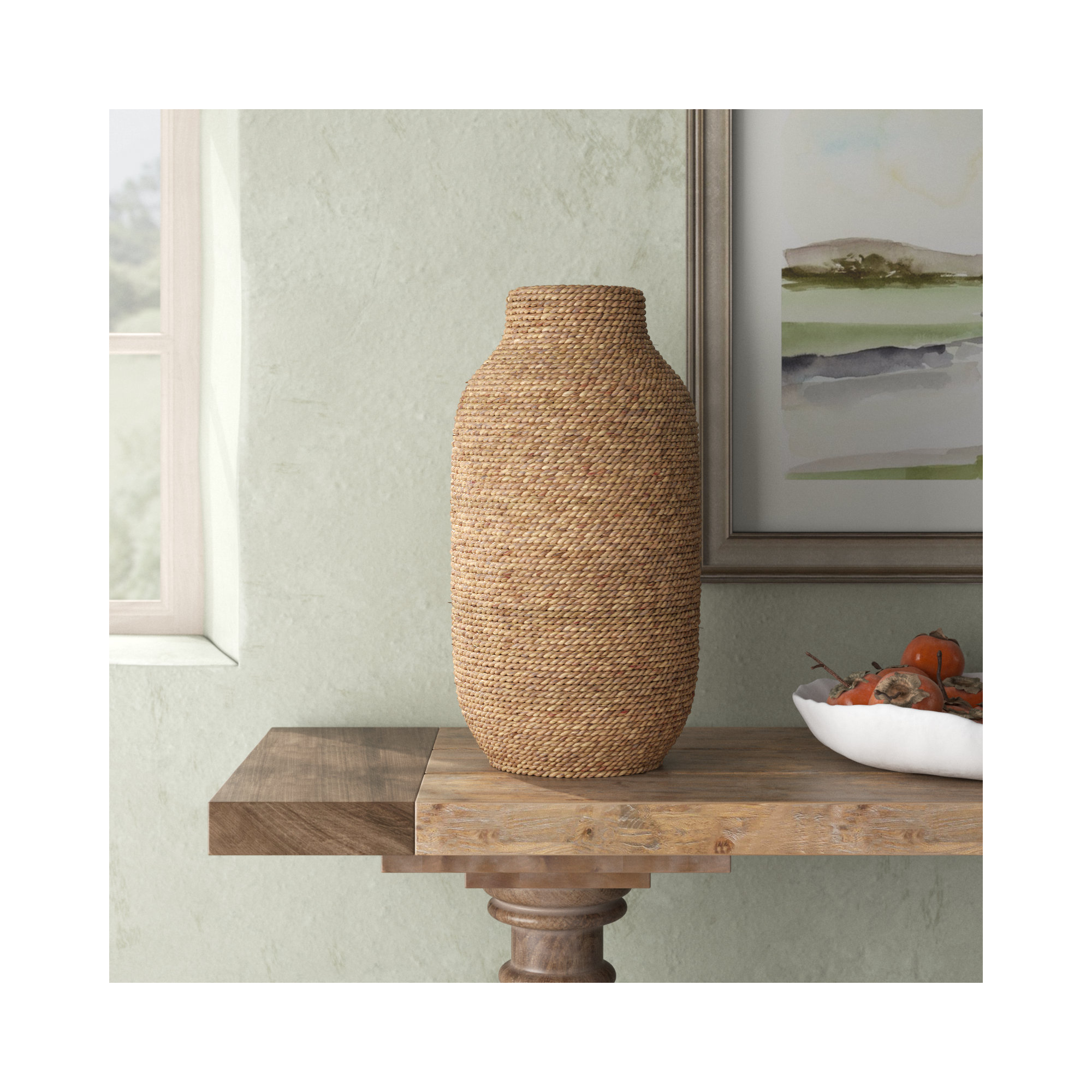 Fez Handmade Seagrass Table Vase, 19.05" H x 9.75" W x 9.75" D
