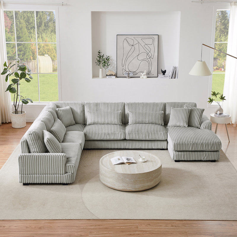 Canapé modulaire Basic, Velours côtelé gris