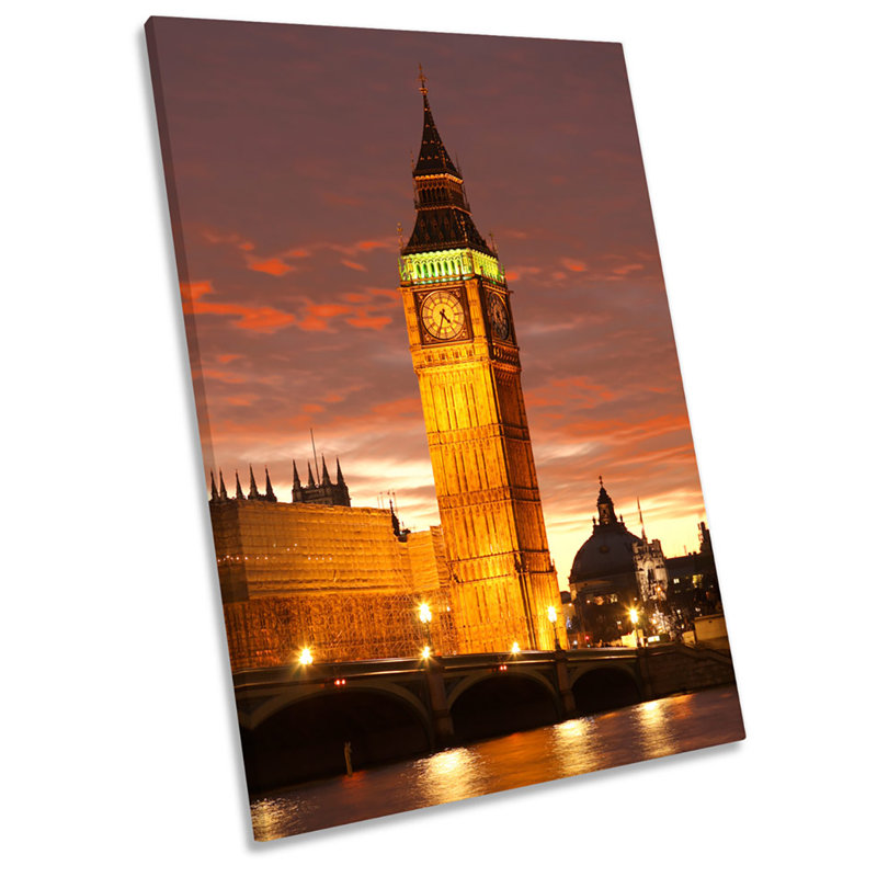 Big Ben Sunset London Landmark - Wrapped Canvas Print, 45.7cm H x 30.5cm W x 2cm D