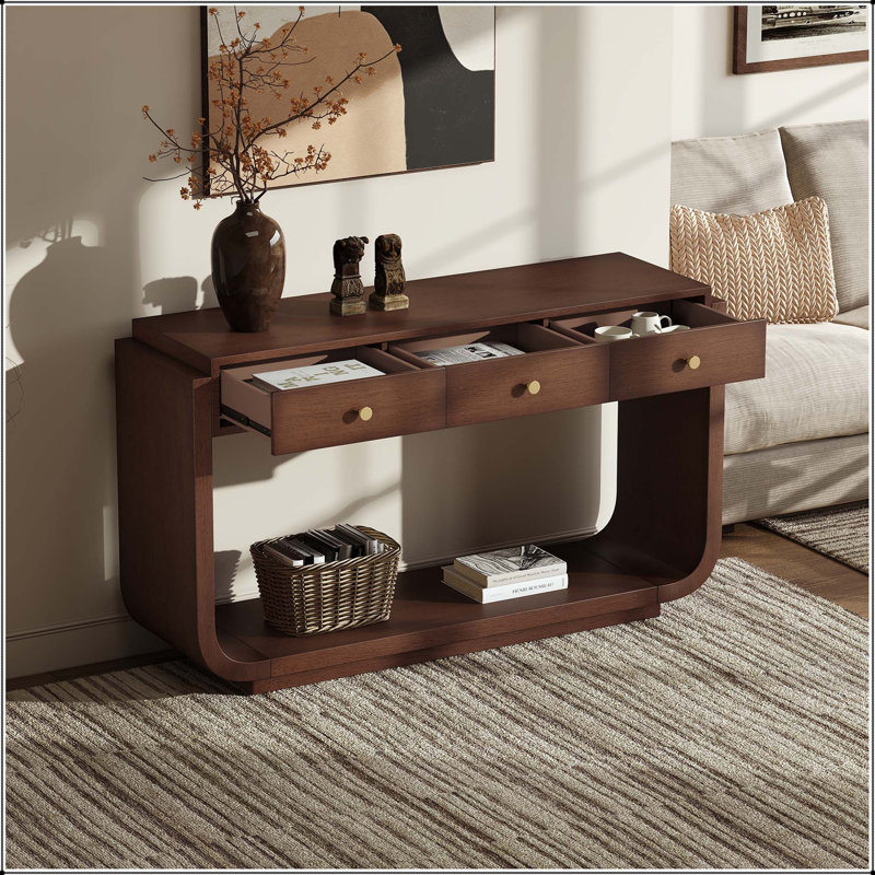 Console de style antique avec 3 tiroirs, Beige