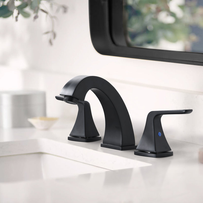 Widespread 2-handle Bathroom Faucet with Drain Assembly, Matte Black