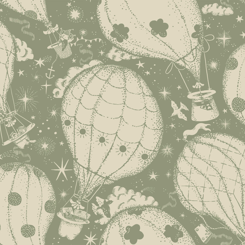 Galerie Resan Ballongerna Hot Air Baloons Wallpaper, Green