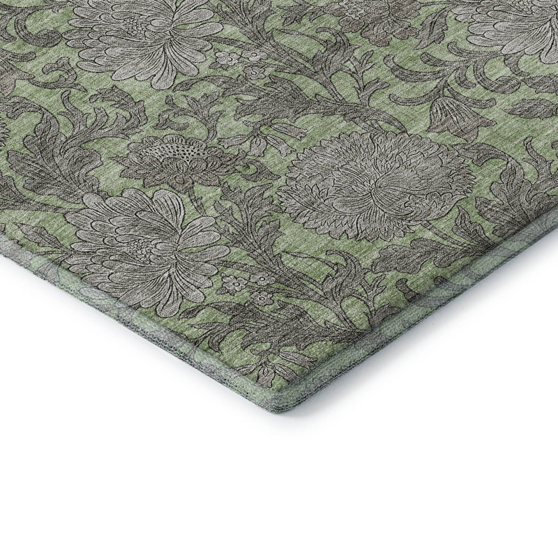 Premium Machine Washable Prisco Aloe Rug, Rectangle 9' x 12'