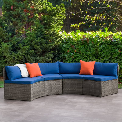 Ensemble de conversation modulaire en rotin 2 pièces avec coussins