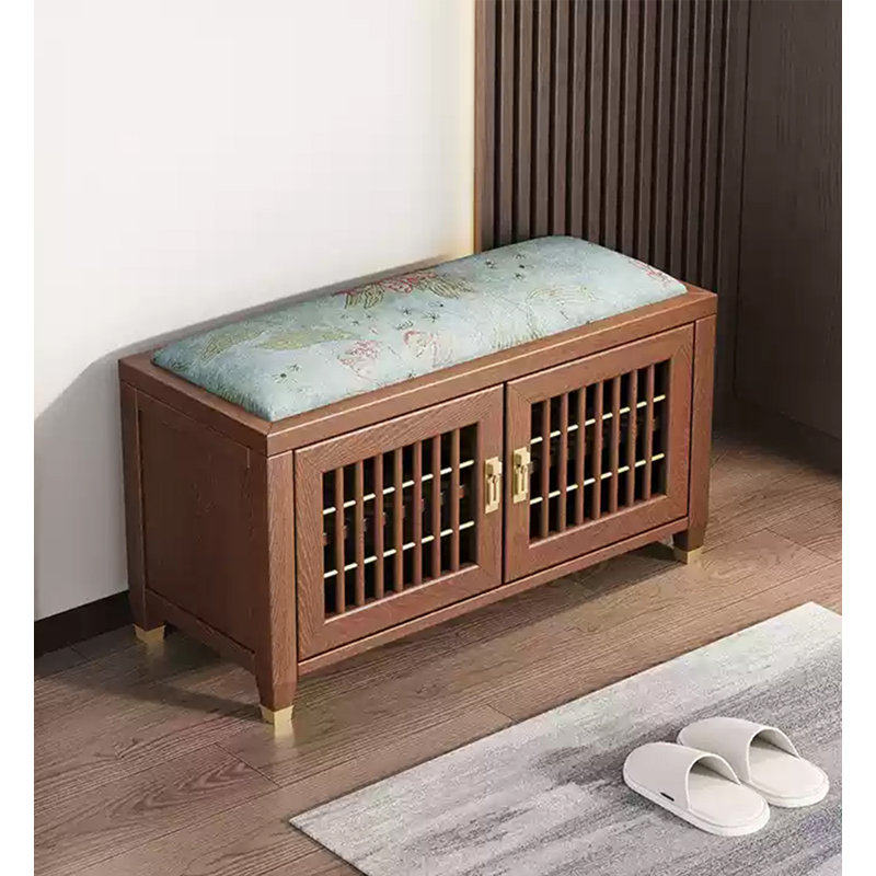 Banc de rangement en bois massif Traditional