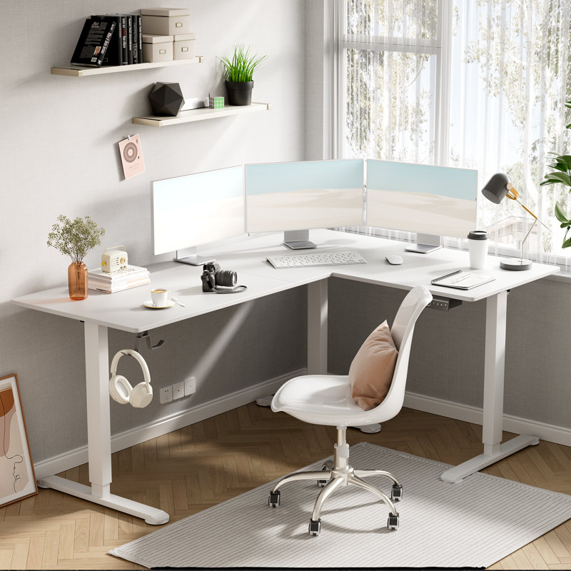 Bureau pour travailler debout en L 63 po, H 45,7 po x l 63 po x P 48 po, Blanc