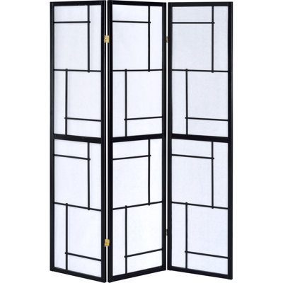 Paravent pliant 3 paravents noirs, panneaux de papier blanc procurant intimité et diffusion, bois d'hévéa pour une structure de décoration durable noire, finition épurée, diffusion, conception adaptable solide
