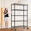 Étagère de rangement verticale en acier 5 d'une capacité de 1750 lb, tablettes réglables et 360 roues rotatives pour roues de gymnastique au carbone, cuisine-120632346