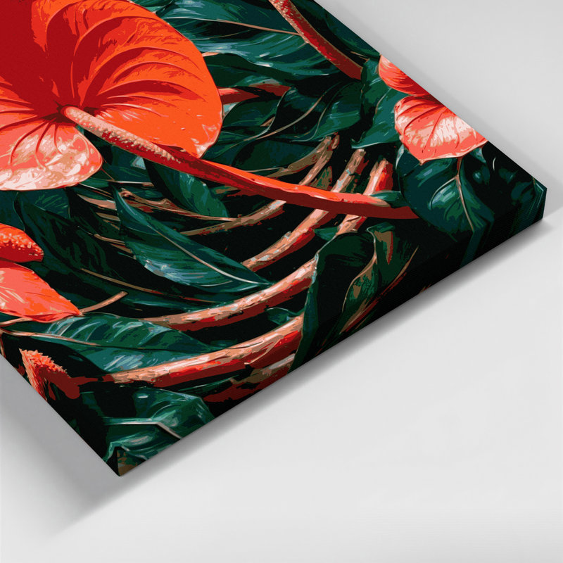 Art mural sur toile Botanical Flamingo, H 24 po x l 36 po