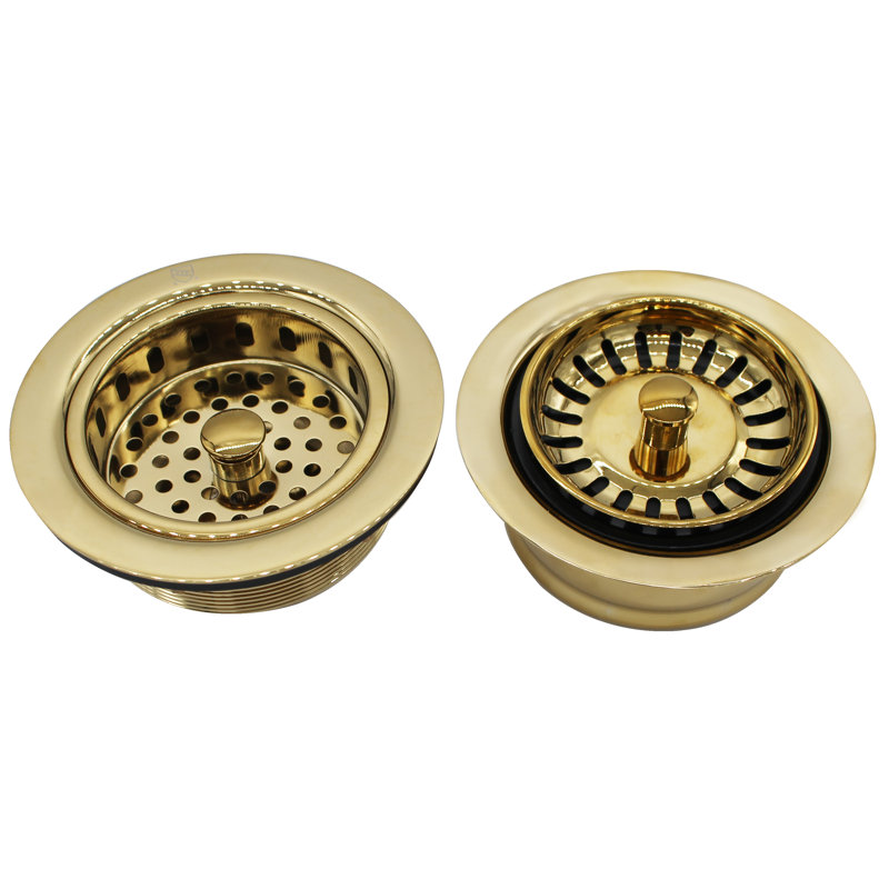 Combo garniture de drain d'évier de cuisine et bride d'évacuation avec crépines à panier, Laiton poli