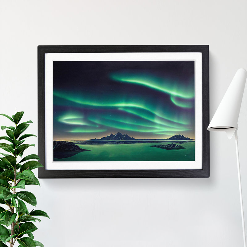 Traditional Northern Lights - Single Picture Frame Print, 25cm H x 34cm W x 2cm D, Black Framed