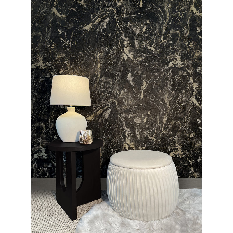 Crownsville 10.05m x 53cm Textured Glitter Wallpaper Roll, Black