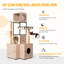 63" Multi-Functional Cat Tree With Litter Box - Includes Removable Washable Cushion, Scratching Posts & Toy Hanger, Modern Design, Rustic Grey