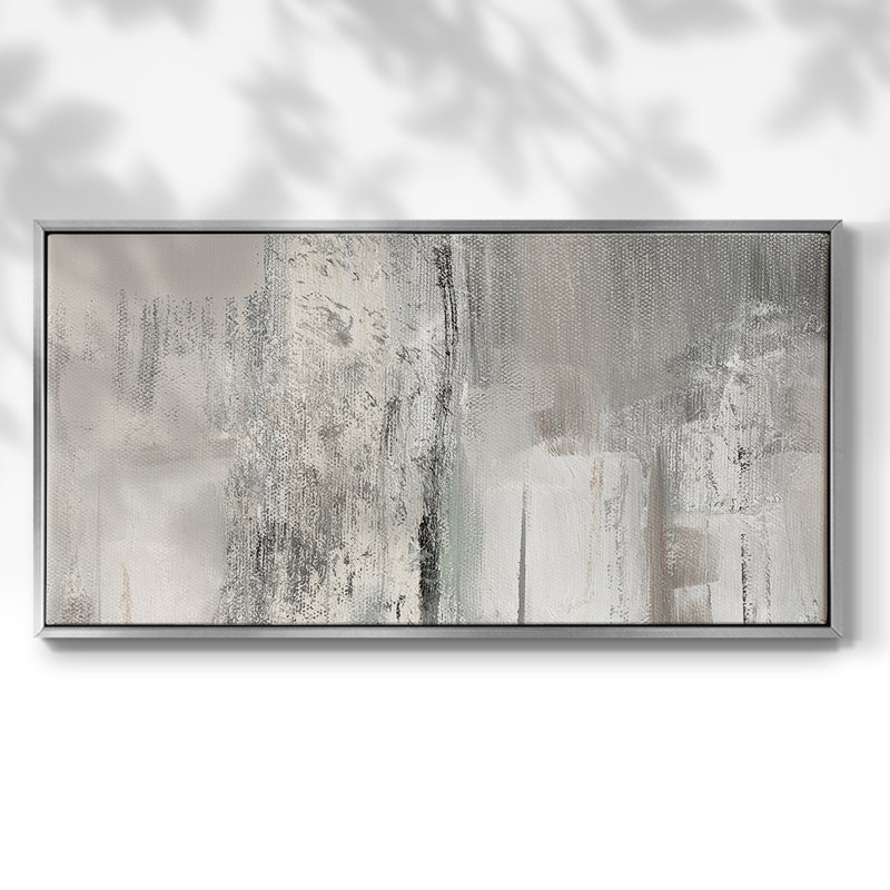 Rivage scintillant - Toile tendue avec châssis encadré - Prêt à être accroché, H 25 po x l 49 po, Argent argent