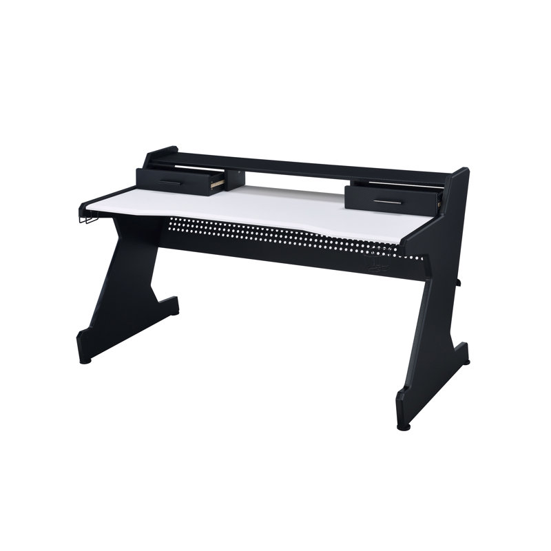 Bureau de jeu Bigga noir et blanc (sans la chaise de bureau)