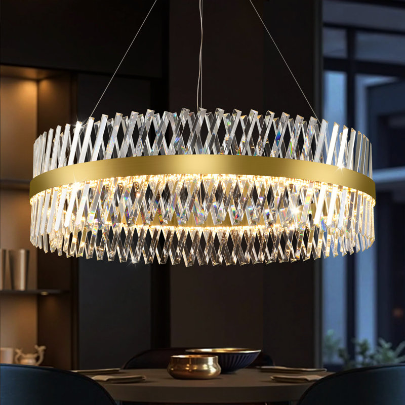 Lustre rond en cristal de luxe moderne 23,6 "/ 31,5" / 39,5 "Stith, H 11,80 po x l 39,50 po x P 39,50 po, 75 W