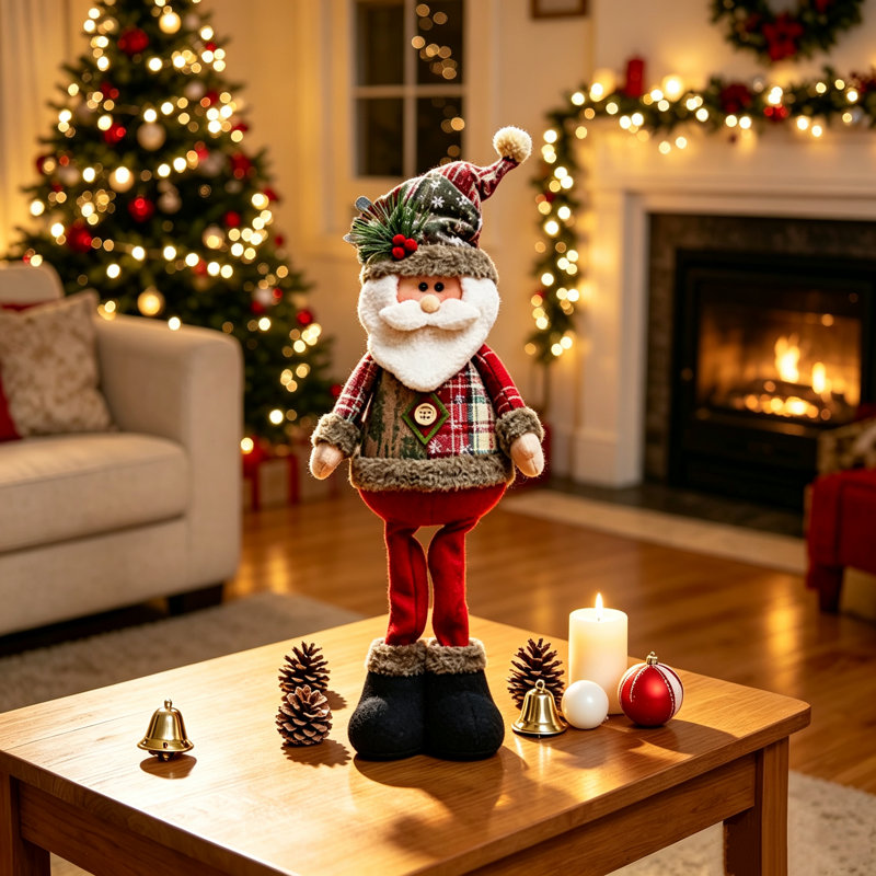 Décoration de Noël en forme de poupée de 48 cm (18,9 pouces), figurine de Père Noël en peluche pour foyer