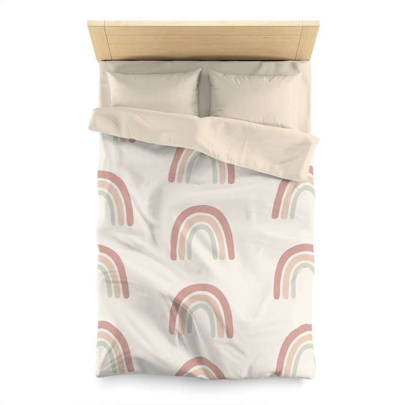 Microfiber Duvet Cover Boho Style, Design 89, Twin Duvet Cover, White
